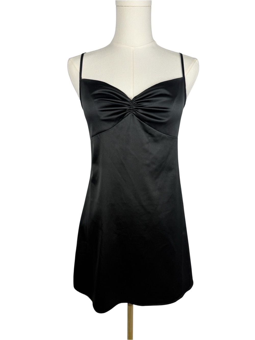 Forever 21 Black Satin Mini Slip Dress – XS